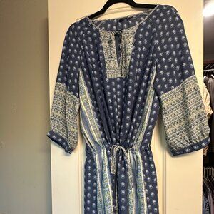 Gap long Sleeve tie waist boho peasant style dress